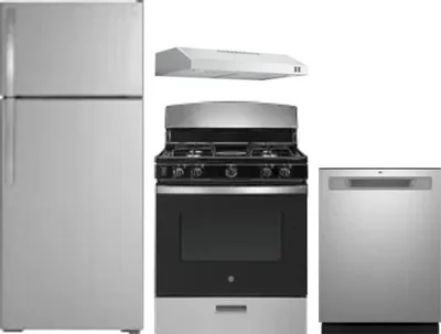 4 Piece Package Includes Refrigerator, Range, Hood And Dishwasher