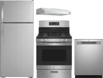 4 Piece Package Includes Refrigerator, Range, Hood And Dishwasher