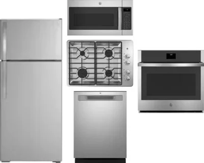 5 Piece Package Includes Refrigerator, Cooktop, Wall Oven, Microwave And Dishwasher