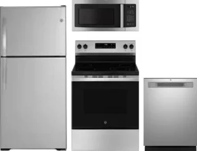 4 Piece Package Includes Refrigerator, Range, Microwave And Dishwasher