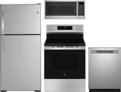 4 Piece Package Includes Refrigerator, Range, Microwave And Dishwasher