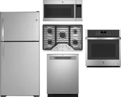 5 Piece Package Includes Refrigerator, Cooktop, Wall Oven, Microwave And Dishwasher
