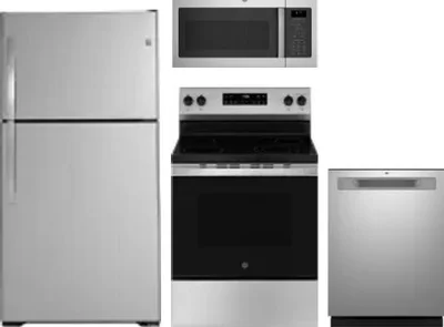 4 Piece Package Includes Refrigerator, Range, Microwave And Dishwasher