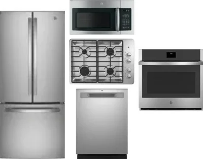 5 Piece Package Includes Refrigerator, Cooktop, Wall Oven, Microwave And Dishwasher