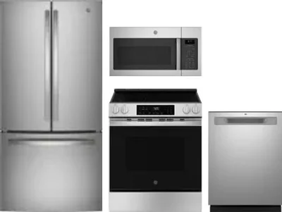 4 Piece Package Includes Refrigerator, Range, Microwave And Dishwasher