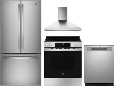 4 Piece Package Includes Refrigerator, Range, Hood And Dishwasher