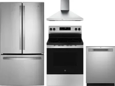 4 Piece Package Includes Refrigerator, Range, Hood And Dishwasher