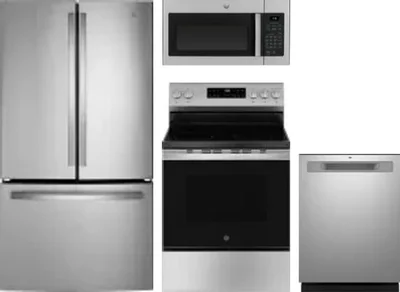 4 Piece Package Includes Refrigerator, Range, Microwave And Dishwasher