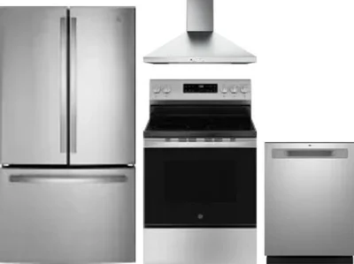 4 Piece Package Includes Refrigerator, Range, Hood And Dishwasher