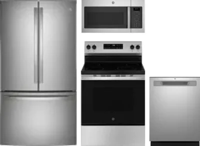 4 Piece Package Includes Refrigerator, Range, Microwave And Dishwasher