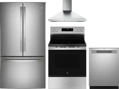4 Piece Package Includes Refrigerator, Range, Hood And Dishwasher