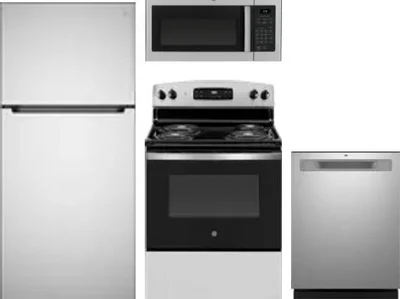 4 Piece Package Includes Refrigerator, Range, Microwave And Dishwasher