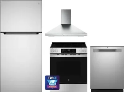 4 Piece Package Includes Refrigerator, Range, Hood And Dishwasher