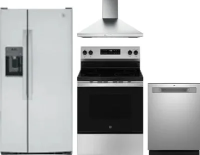 4 Piece Package Includes Refrigerator, Range, Hood And Dishwasher