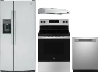 4 Piece Package Includes Refrigerator, Range, Hood And Dishwasher