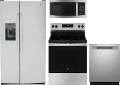 4 Piece Package Includes Refrigerator, Range, Microwave And Dishwasher