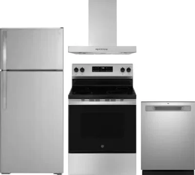 4 Piece Package Includes Refrigerator, Range, Hood And Dishwasher