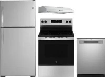 4 Piece Package Includes Refrigerator, Range, Hood And Dishwasher