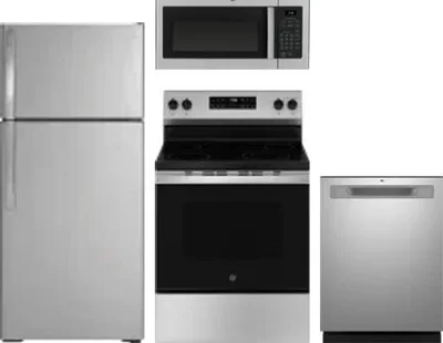 4 Piece Package Includes Refrigerator, Range, Microwave And Dishwasher