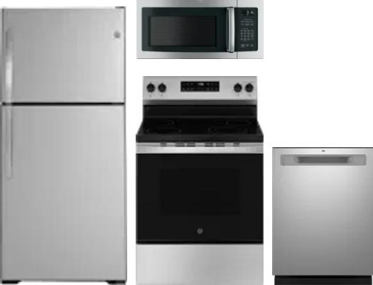 4 Piece Package Includes Refrigerator, Range, Microwave And Dishwasher