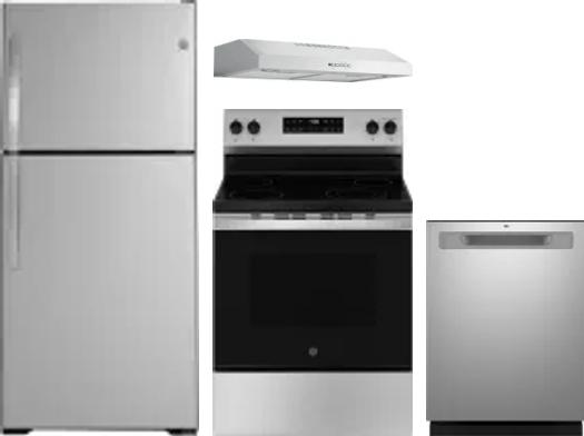 4 Piece Package Includes Refrigerator, Range, Hood And Dishwasher
