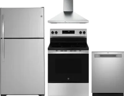 4 Piece Package Includes Refrigerator, Range, Hood And Dishwasher