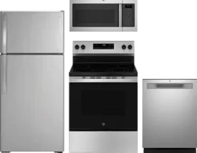 4 Piece Package Includes Refrigerator, Range, Microwave And Dishwasher