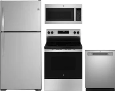 4 Piece Package Includes Refrigerator, Range, Microwave And Dishwasher