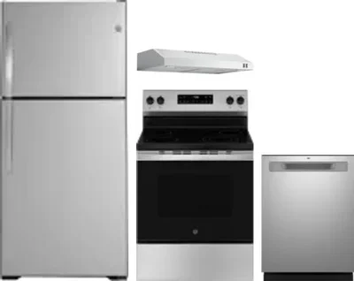 4 Piece Package Includes Refrigerator, Range, Hood And Dishwasher