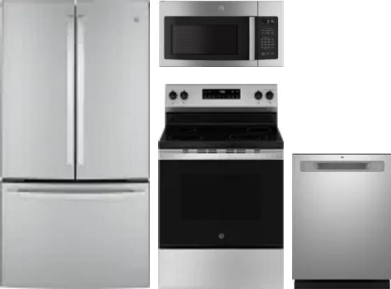 4 Piece Package Includes Refrigerator, Range, Microwave And Dishwasher