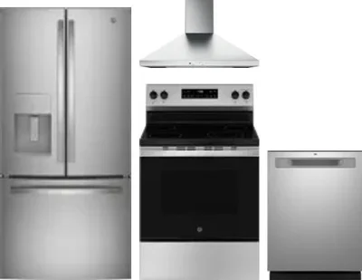 4 Piece Package Includes Refrigerator, Range, Hood And Dishwasher