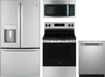 4 Piece Package Includes Refrigerator, Range, Microwave And Dishwasher