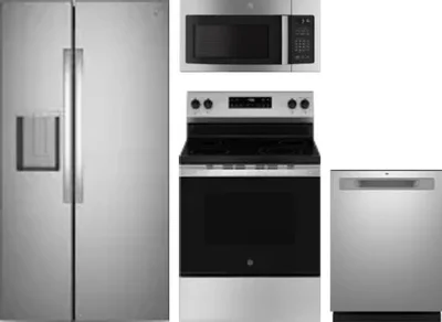 4 Piece Package Includes Refrigerator, Range, Microwave And Dishwasher