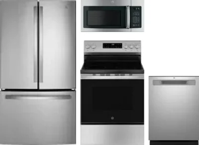4 Piece Package Includes Refrigerator, Range, Microwave And Dishwasher