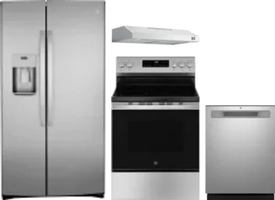 4 Piece Package Includes Refrigerator, Range, Hood And Dishwasher