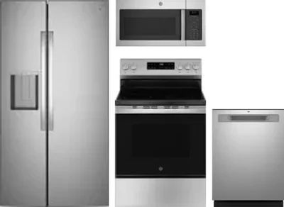 4 Piece Package Includes Refrigerator, Range, Microwave And Dishwasher