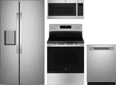 4 Piece Package Includes Refrigerator, Range, Microwave And Dishwasher