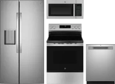 4 Piece Package Includes Refrigerator, Range, Microwave And Dishwasher