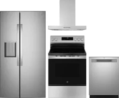 4 Piece Package Includes Refrigerator, Range, Hood And Dishwasher