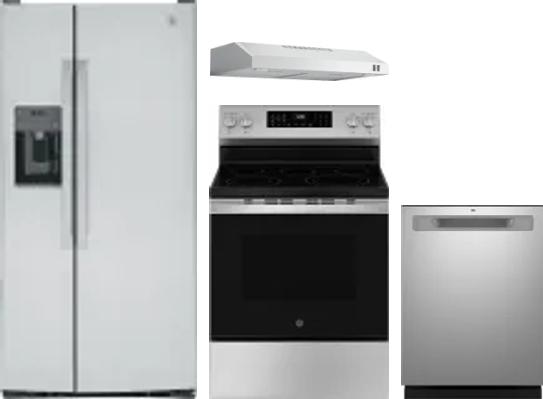 4 Piece Package Includes Refrigerator, Range, Hood And Dishwasher