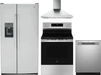 4 Piece Package Includes Refrigerator, Range, Hood And Dishwasher