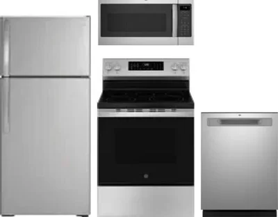 4 Piece Package Includes Refrigerator, Range, Microwave And Dishwasher