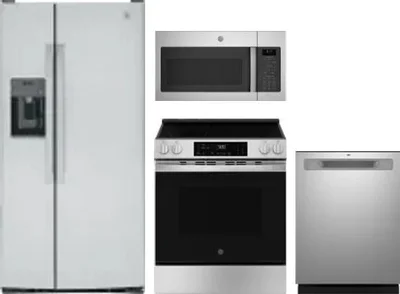 4 Piece Package Includes Refrigerator, Range, Microwave And Dishwasher