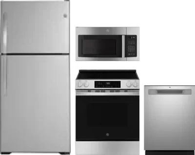 4 Piece Package Includes Refrigerator, Range, Microwave And Dishwasher
