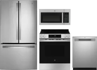 4 Piece Package Includes Refrigerator, Range, Microwave And Dishwasher