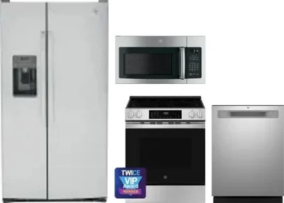 4 Piece Package Includes Refrigerator, Range, Microwave And Dishwasher