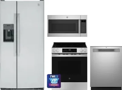 4 Piece Package Includes Refrigerator, Range, Microwave And Dishwasher