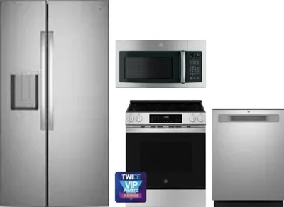 4 Piece Package Includes Refrigerator, Range, Microwave And Dishwasher