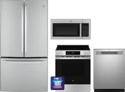 4 Piece Package Includes Refrigerator, Range, Microwave And Dishwasher