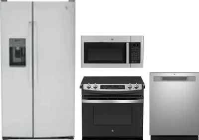 4 Piece Package Includes Refrigerator, Range, Microwave And Dishwasher
